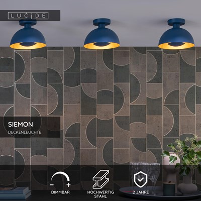 Lucide SIEMON - Deckenleuchte - Ø 25 cm - 1xE27 - Blau